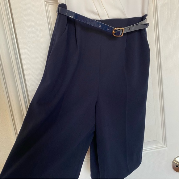 Tommy Hilfiger Two-Tone Navy Blue & White Jumpsuit With Belt Stretch Size 2 - Picture 4 of 13